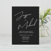 Elegante kalligrafie zwart-wit QR-code Kaart (Staand voorkant)