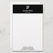 Elegante  kalligrafie zwart wit Sjabloon Briefpapier (Voorkant / Achterkant)