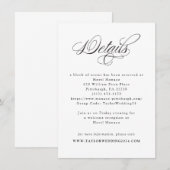 Elegante kalligrafie Zwart-wit trouwdetails Informatiekaartje (Voorkant / Achterkant)