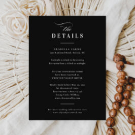 Elegante kalligrafie Zwart & Witte Trouwdetails Informatiekaartje