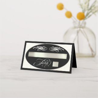 Elegante kalligrafie - Zwart/Zilver Plaatskaartje