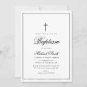 Elegante kalligrafie Zwarte lijst Doopuitnodiging Kaart (Voorkant)