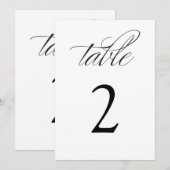Elegante Kalligrafie Zwarte Trouwtafelnummers Kaart (Voorkant / Achterkant)