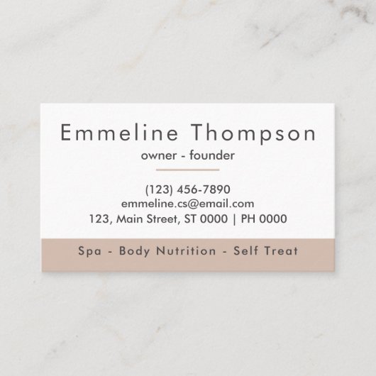 Elegante kalmerende esthetische zachte beige schoo visitekaartje (Voorkant)