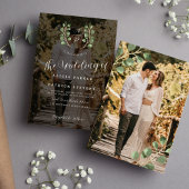 Elegante kam monogram foto overlay bruiloft kaart