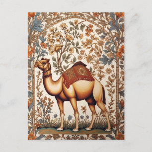 Elegante Kameel William Morris Geïnspireerde Bloem Briefkaart