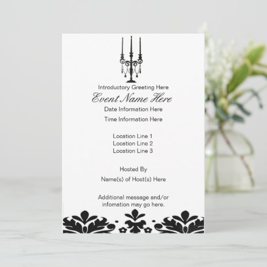 Elegante Kandelaber Uitnodigingen (Staand voorkant)