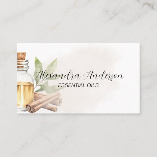 Elegante kaneel etherische oliën Floral Waterverf Visitekaartje (Voorkant)