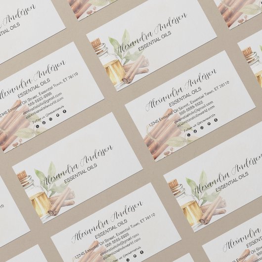 Elegante kaneel etherische oliën Floral Waterverf Visitekaartje