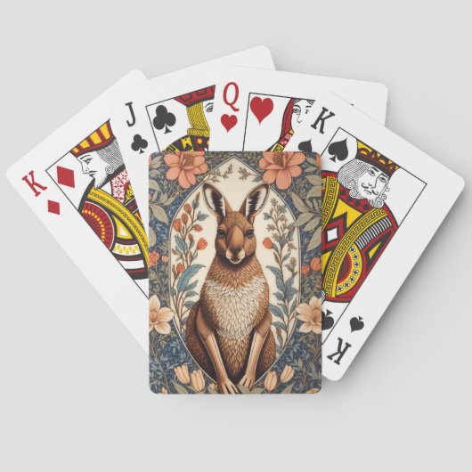 Elegante kangoeroe geïnspireerd door William Morri Pokerkaarten (Achterkant)