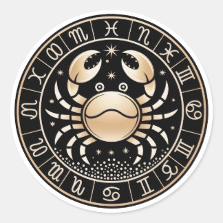 Elegante Kanker Zodiac Constellatie Goud Zwart Ronde Sticker