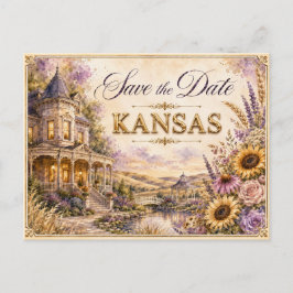 Elegante Kansas Save the Date Trouw Uitnodiging