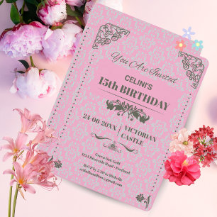 Elegante Kant 15e verjaardag uitnodigingen – Roze