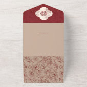 Elegante kant bloemenChinees bruiloft All In One Uitnodiging (Buitenkant)