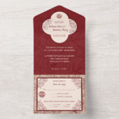 Elegante kant bloemenChinees bruiloft All In One Uitnodiging (Binnen)