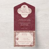 Elegante kant bloemenChinees bruiloft All In One Uitnodiging (Binnen)