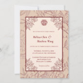 Elegante kant bloemenChinese bruiloft uitnodiging (Voorkant)