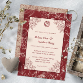 Elegante kant bloemenChinese bruiloft uitnodiging