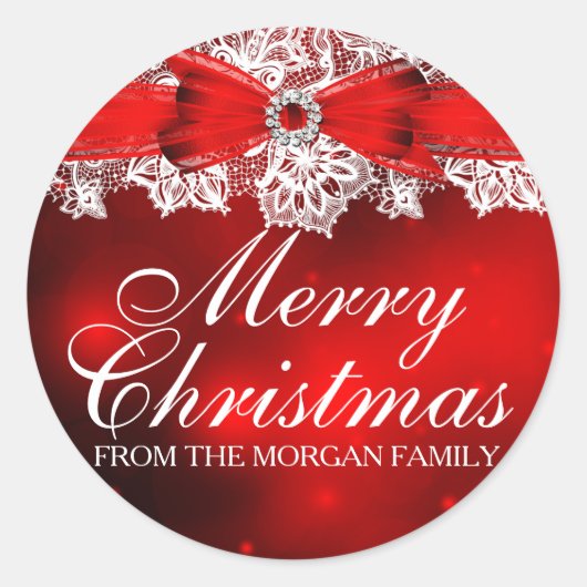 Elegante Kant & Boog Kerstvakantie Sticker (Voorkant)