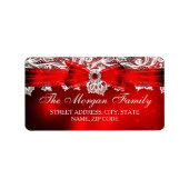 Elegante Kant & Bow Kerst Adresetiketten Etiket (Voorkant)