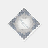 Elegante kant bruiloft op blauwe gradiënt servet (Hoek)