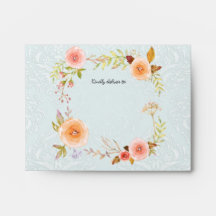 Elegante Kant Bruiloft Uitnodiging Bloemen in Blau