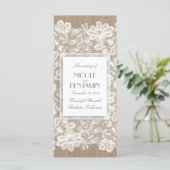 Elegante Kant en Burlap Wedding Programma's (Staand voorkant)