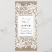 Elegante Kant en Burlap Wedding Programma's (Voorkant)