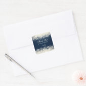 Elegante Kant en Parels op Donkerblauw Dank u Vierkante Sticker (Envelop)