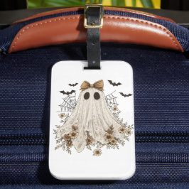 Elegante kant geest met boog | Floral Ghost Bagagelabel