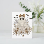 Elegante kant geest met boog | Floral Ghost Briefkaart (Staand voorkant)