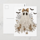 Elegante kant geest met boog | Floral Ghost Briefkaart (Voorkant / Achterkant)