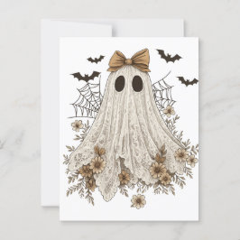 Elegante kant geest met boog | Floral Ghost Briefkaart