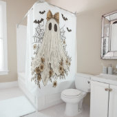 Elegante kant geest met boog | Floral Ghost Douchegordijn (In situ)