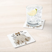 Elegante kant geest met boog | Floral Ghost Kartonnen Onderzetters (Insitu)