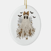 Elegante kant geest met boog | Floral Ghost Keramisch Ornament (Rechts)