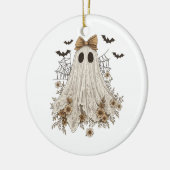 Elegante kant geest met boog | Floral Ghost Keramisch Ornament (Links)