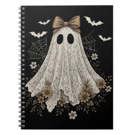 Elegante kant geest met boog | Floral Ghost Notitieboek