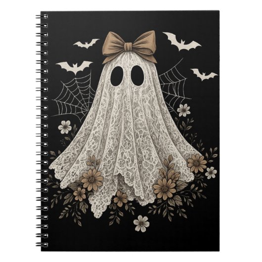 Elegante kant geest met boog | Floral Ghost Notitieboek (Voorkant)