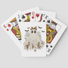 Elegante kant geest met boog | Floral Ghost Pokerkaarten