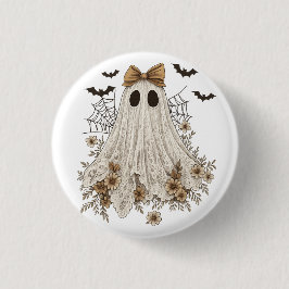 Elegante kant geest met boog | Floral Ghost Ronde Button 3,2 Cm