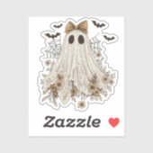 Elegante kant geest met boog | Floral Ghost Sticker (Vel)
