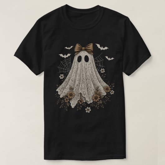 Elegante kant geest met boog | Floral Ghost T-shirt (Design voorkant)