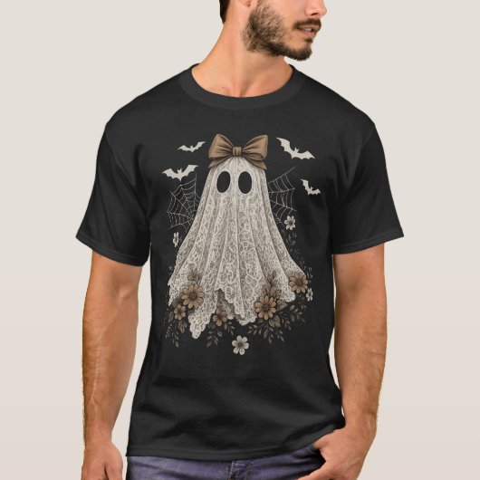 Elegante kant geest met boog | Floral Ghost T-shirt (Voorkant)