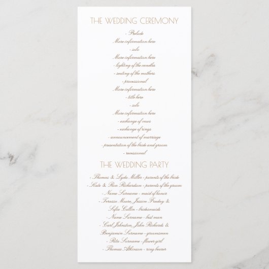 Elegante Kant Goud en Witte Trouwprogramma's Programmakaart (Achterkant)