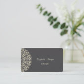Elegante kant grijs goud visitekaartje (Staand voorkant)