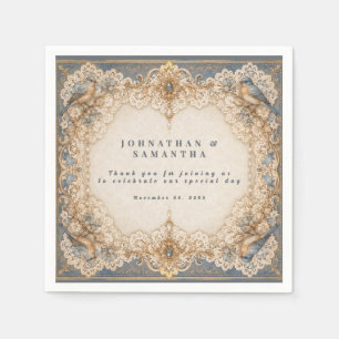 Elegante kant landelijke trouw ivoren taupe servet