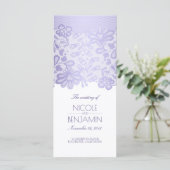 Elegante kant lavendel Paarse bruiloft programma's (Staand voorkant)