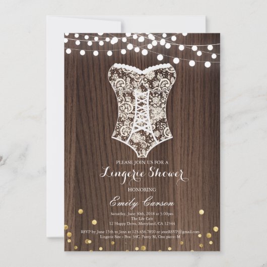Elegante kant lingerie douche uitnodiging (Voorkant)
