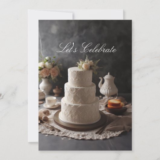 ELEGANTE KANT LOOK JUBILEUM CAKE MET BLOEMIGE TOP KAART (Voorkant)